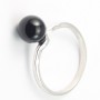 Sterling Silver Ring with Ball 8mm on Black Agate