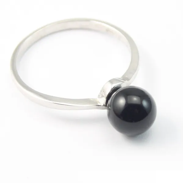Bague ARG avec Boule en Agate Noir
