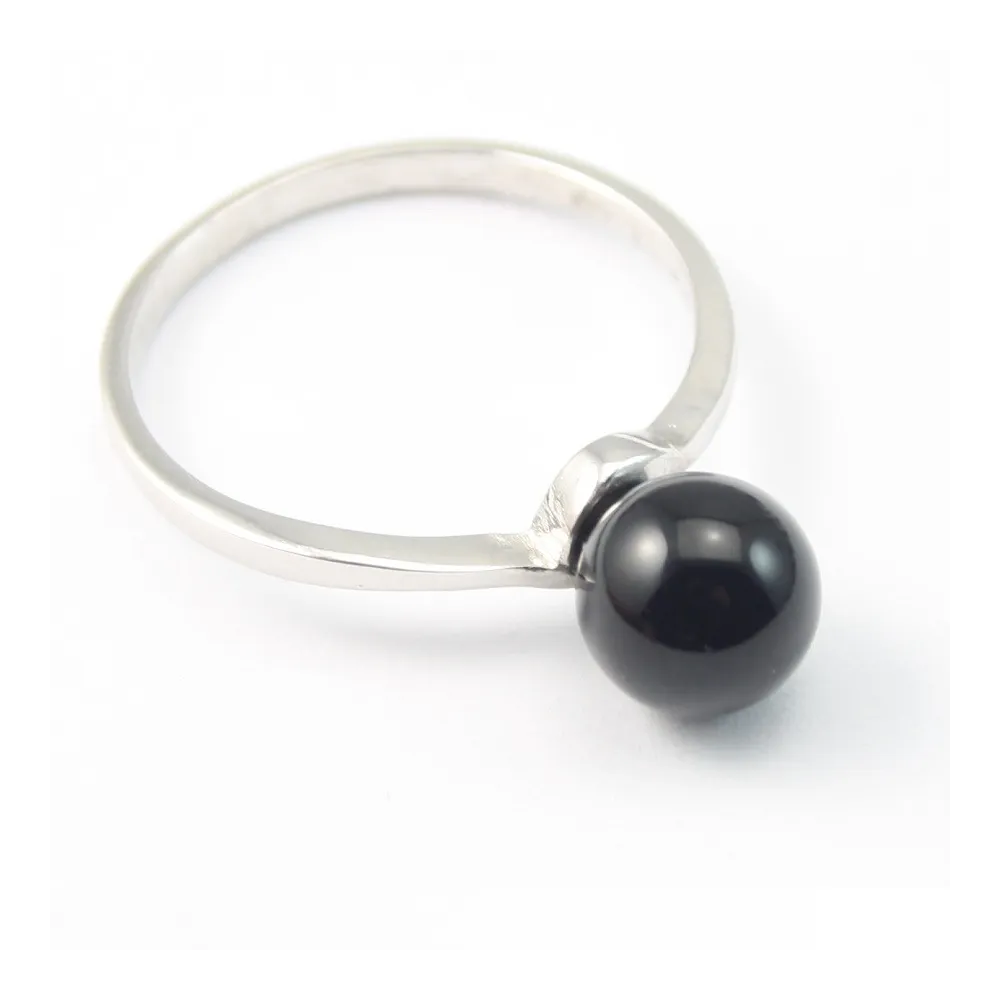 Bague ARG avec Boule en Agate Noir