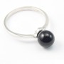 Sterling Silver Ring with Ball 8mm on Black Agate