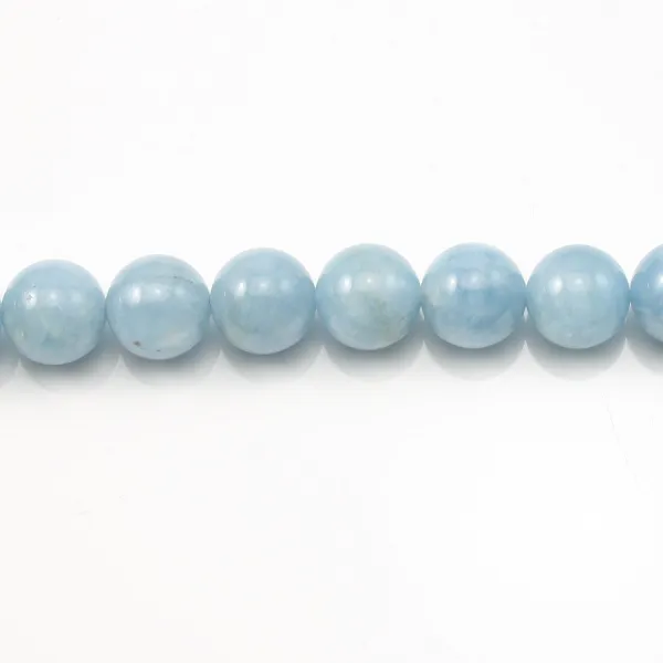 Aigue-Marine Rond 10mm x 2 perles