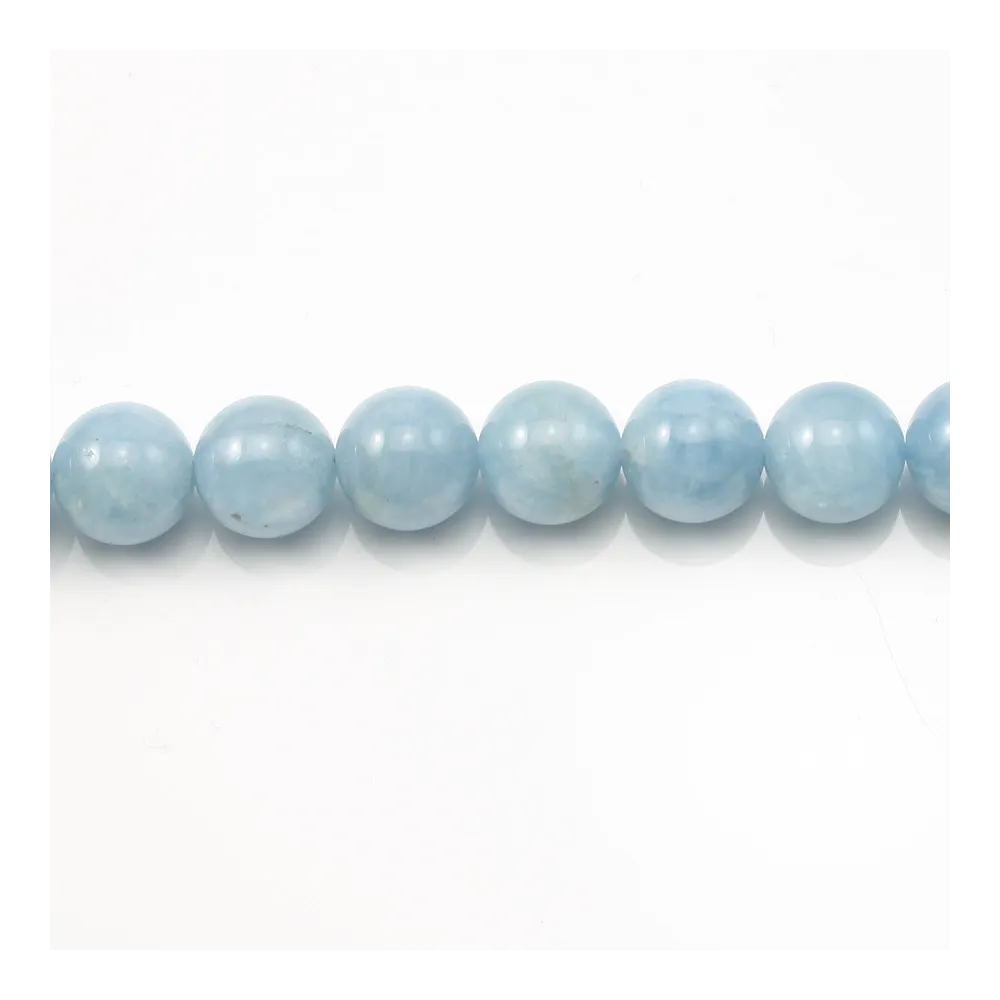 Aigue-Marine Rond 10mm x 2 perles