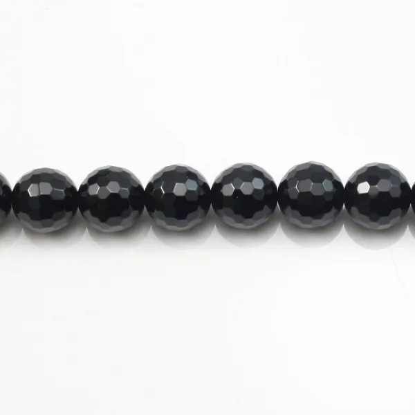 Onyx noir, ronde facette, 18mm x 40cm