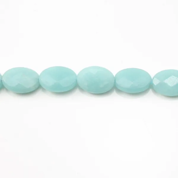 Amazonite, facetada oval, 10x14mm x 40cm