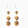 Boucle d'oreille argent 925  oeil de tigre 3boules  x 2pcs  