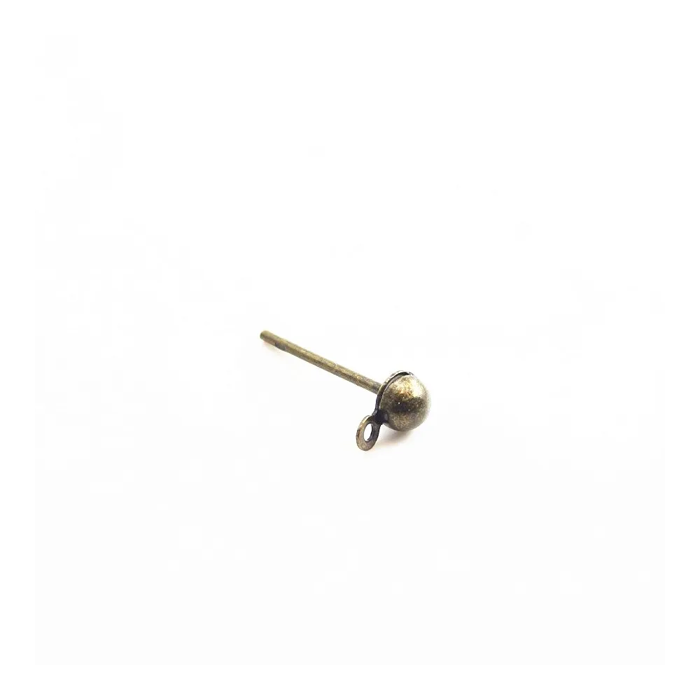 Clous d´oreilles demi-boule bronze 3mm x 10pcs