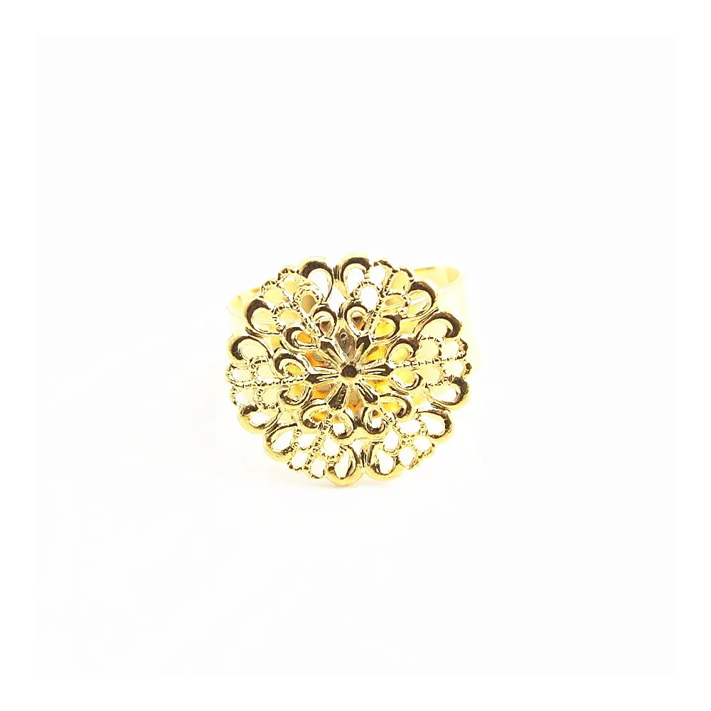 Bague réglable support estampe dorée 19.5mm x 1pc