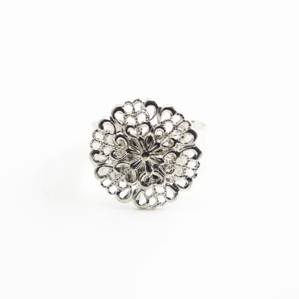 Bague réglable support estampe argenté 19.5mm x 1pc