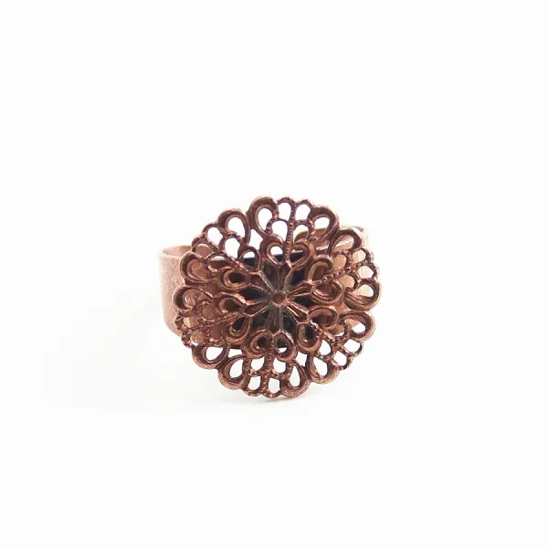 Bague réglable support estampe cuivre 19.5mm x 1pc