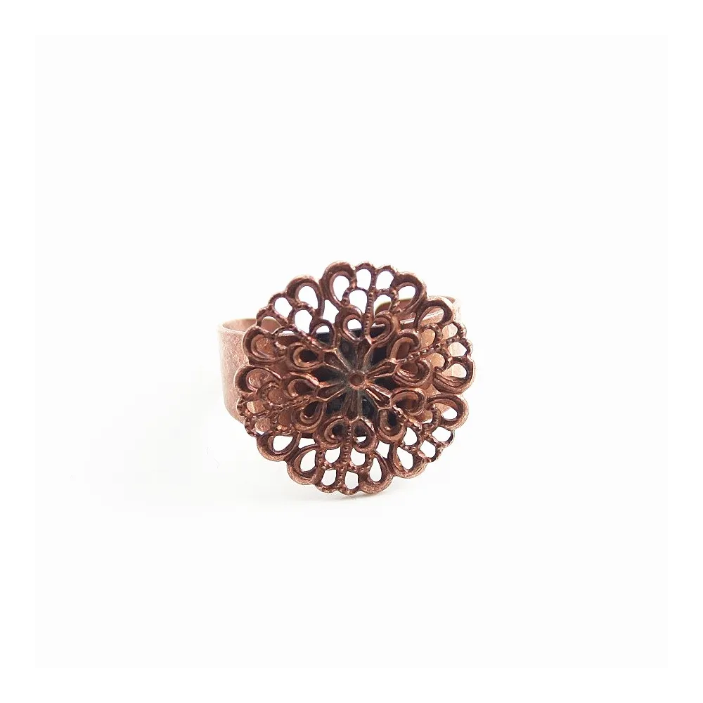 Bague réglable support estampe cuivre 19.5mm x 1pc