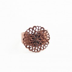 Filigreed ring base old copper  tone 19.5mm x 1pc