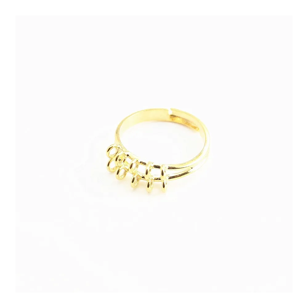 Bague réglable 10 anneaux dorée x 1pc