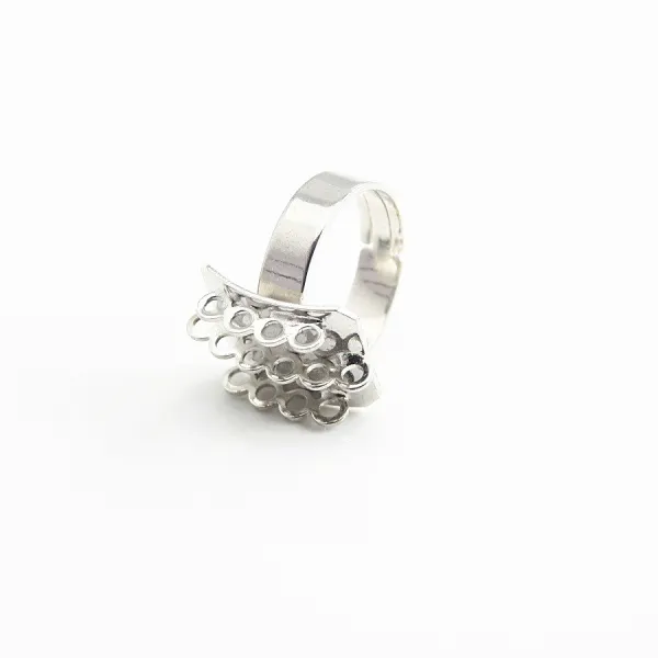 Bague réglable 14 anneaux argenté x 1pc