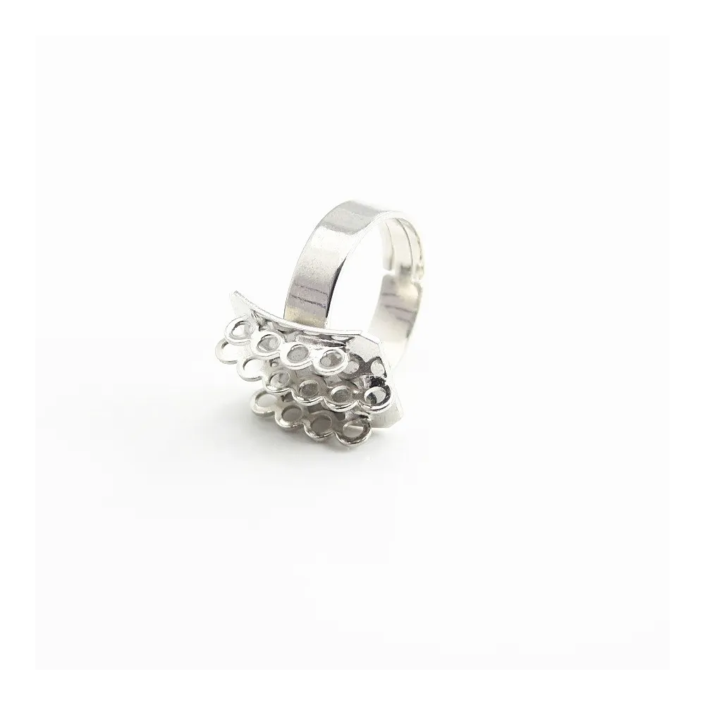 Bague réglable 14 anneaux argenté x 1pc