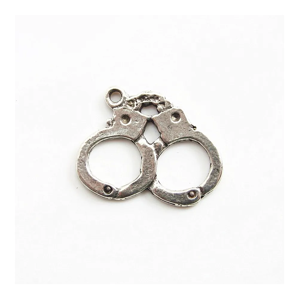 Breloque en menottes argenté vieilli 20mm x 1pc