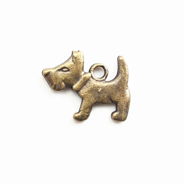 Breloque chien bronze 15mm x 2pcs