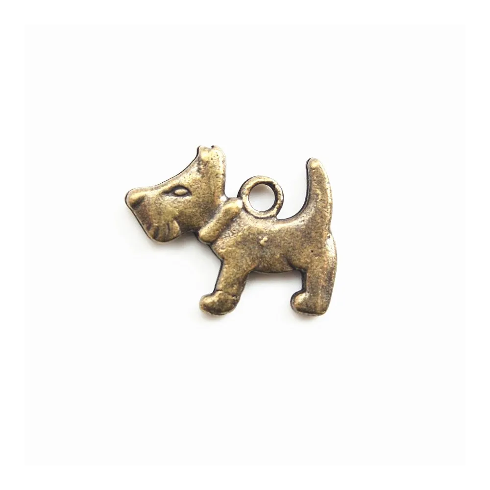 Breloque chien bronze 15mm x 2pcs