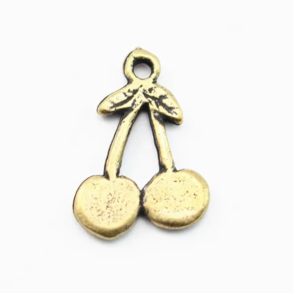 Cherry charm bronze tone 15mm x 2pcs