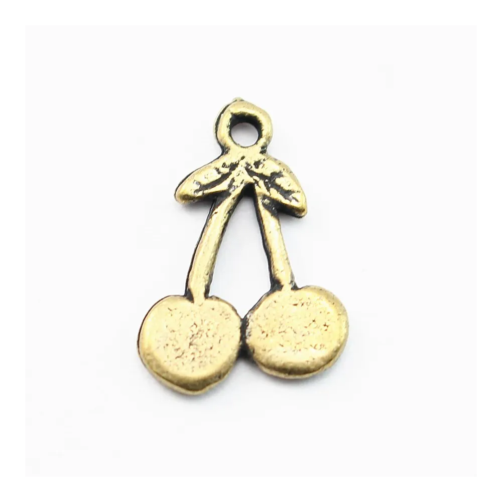 Breloque cerise bronze 15mm x 2pcs