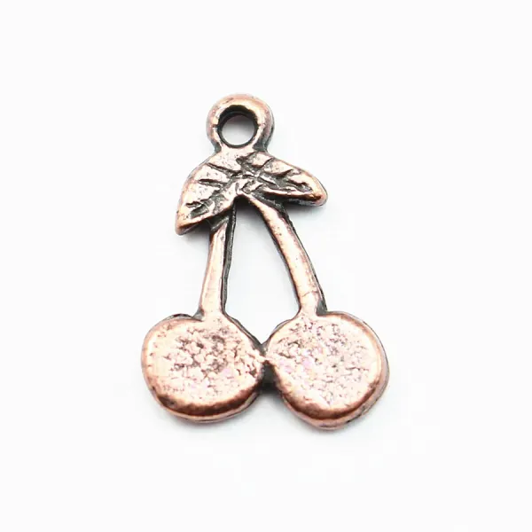 Cherry charm old copper tone 15mm x 2pcs