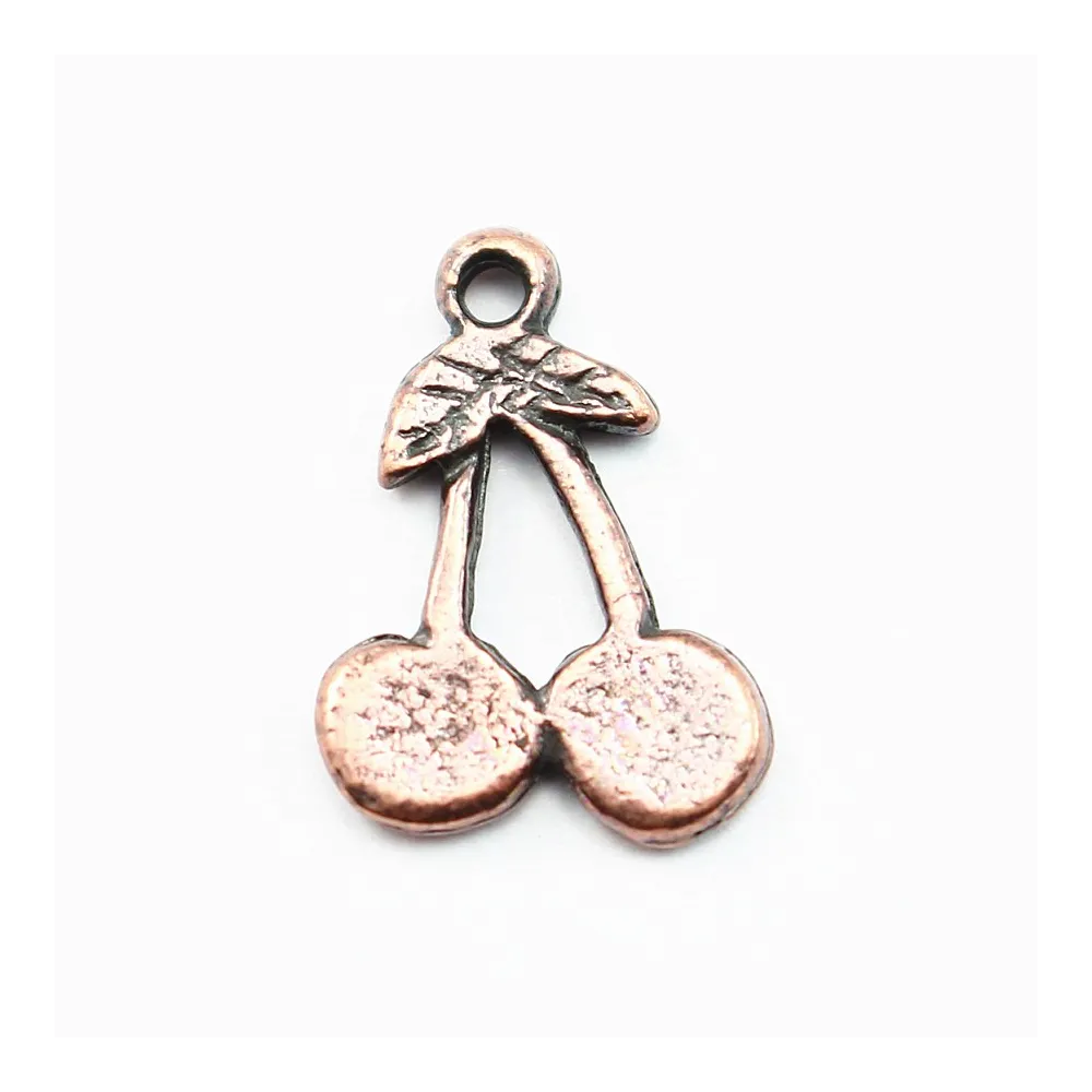 Breloque cerise cuivre 15mm x 2pcs