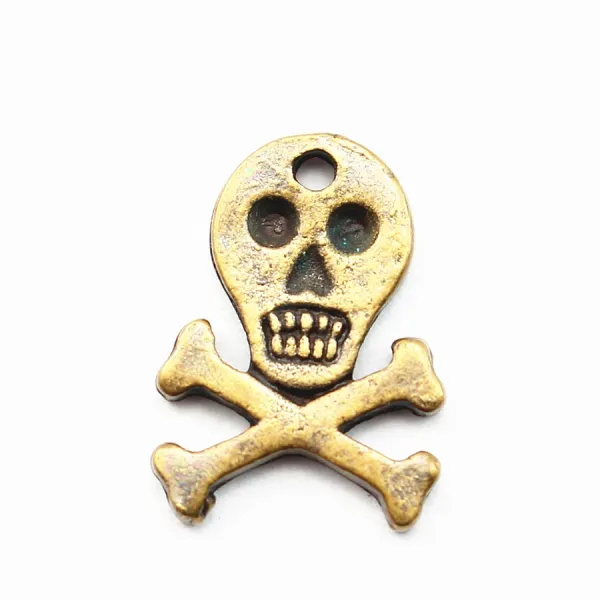 Breloque tête de mort bronze 15mm x 2pcs