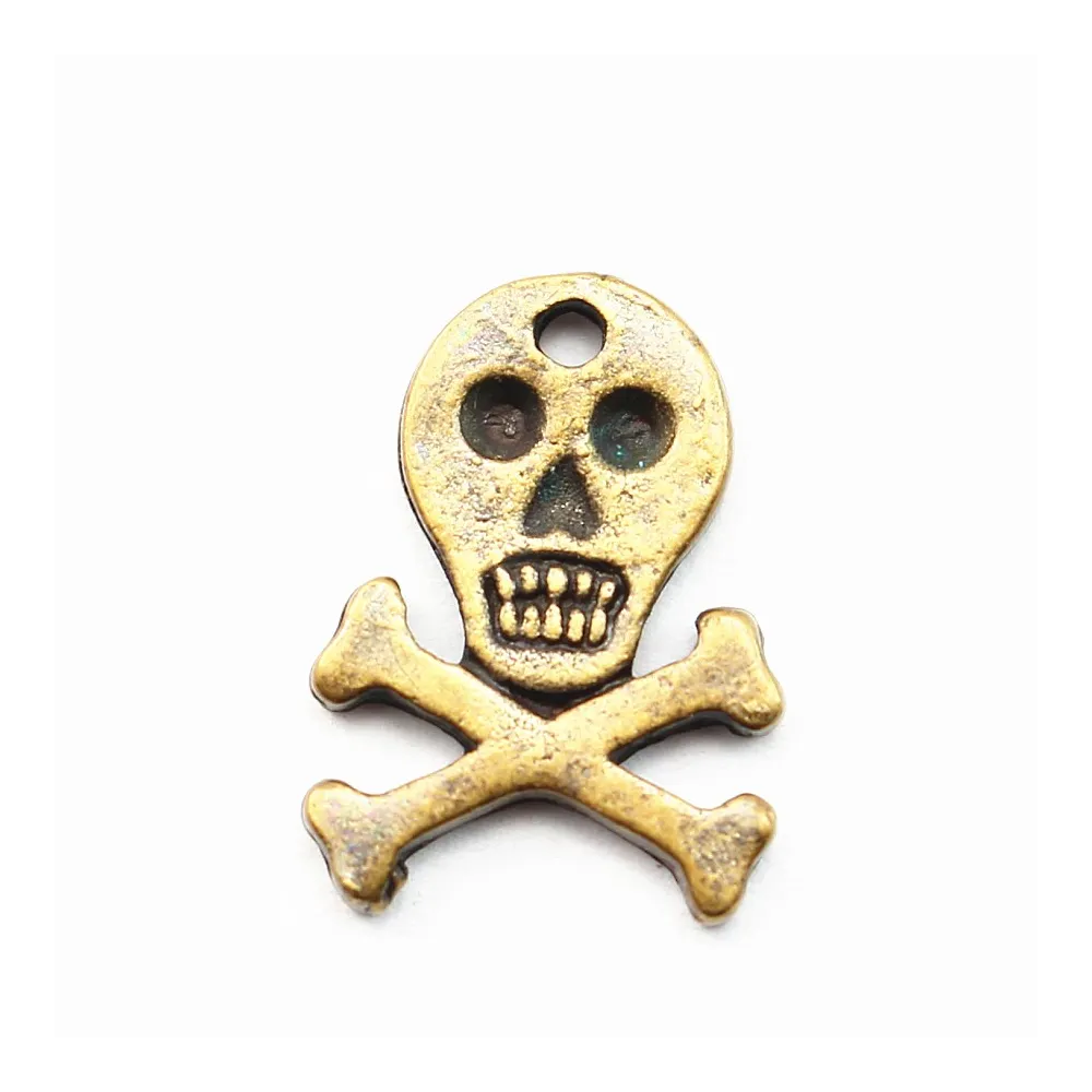 Breloque tête de mort bronze 15mm x 2pcs
