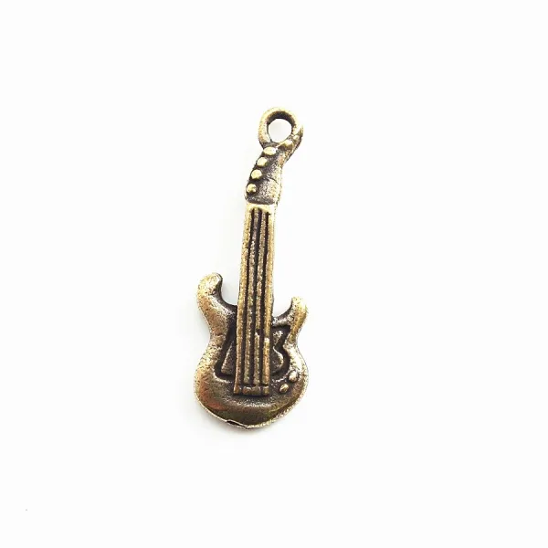 Guitar charm bronze tone 25mm x 2pcs