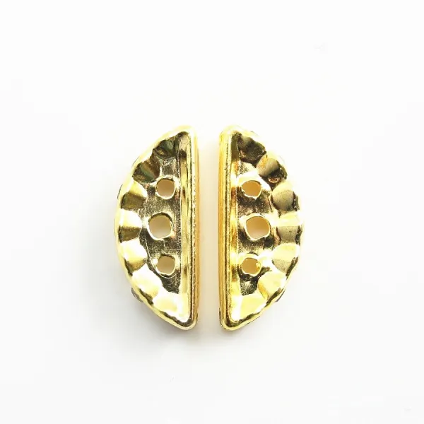 Barrette 3 trous & zircon dorée 8x19mm x 2pcs