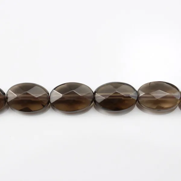 Quartz Fumé Oval Facette 10x14mm x 40cm