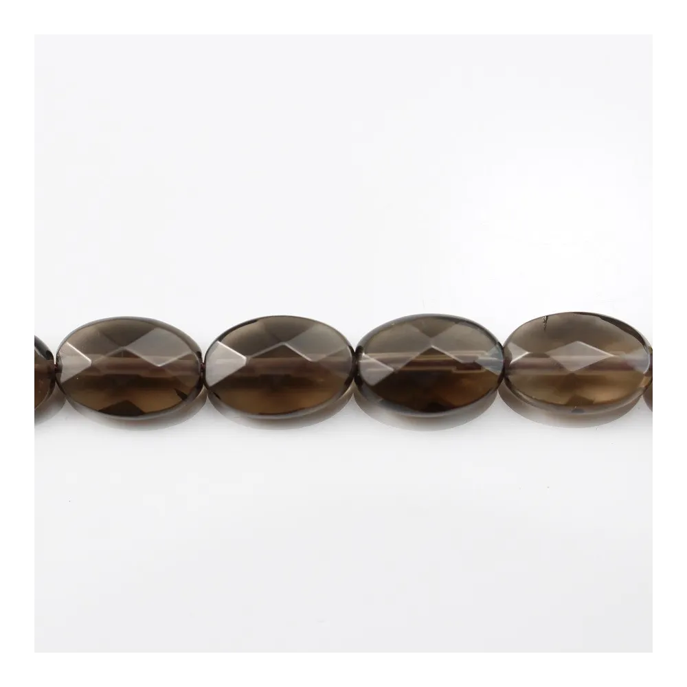 Quartz Fumé Oval Facette 10x14mm x 40cm