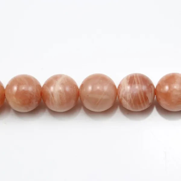 Pedra da lua laranja redonda 14mm x 40cm