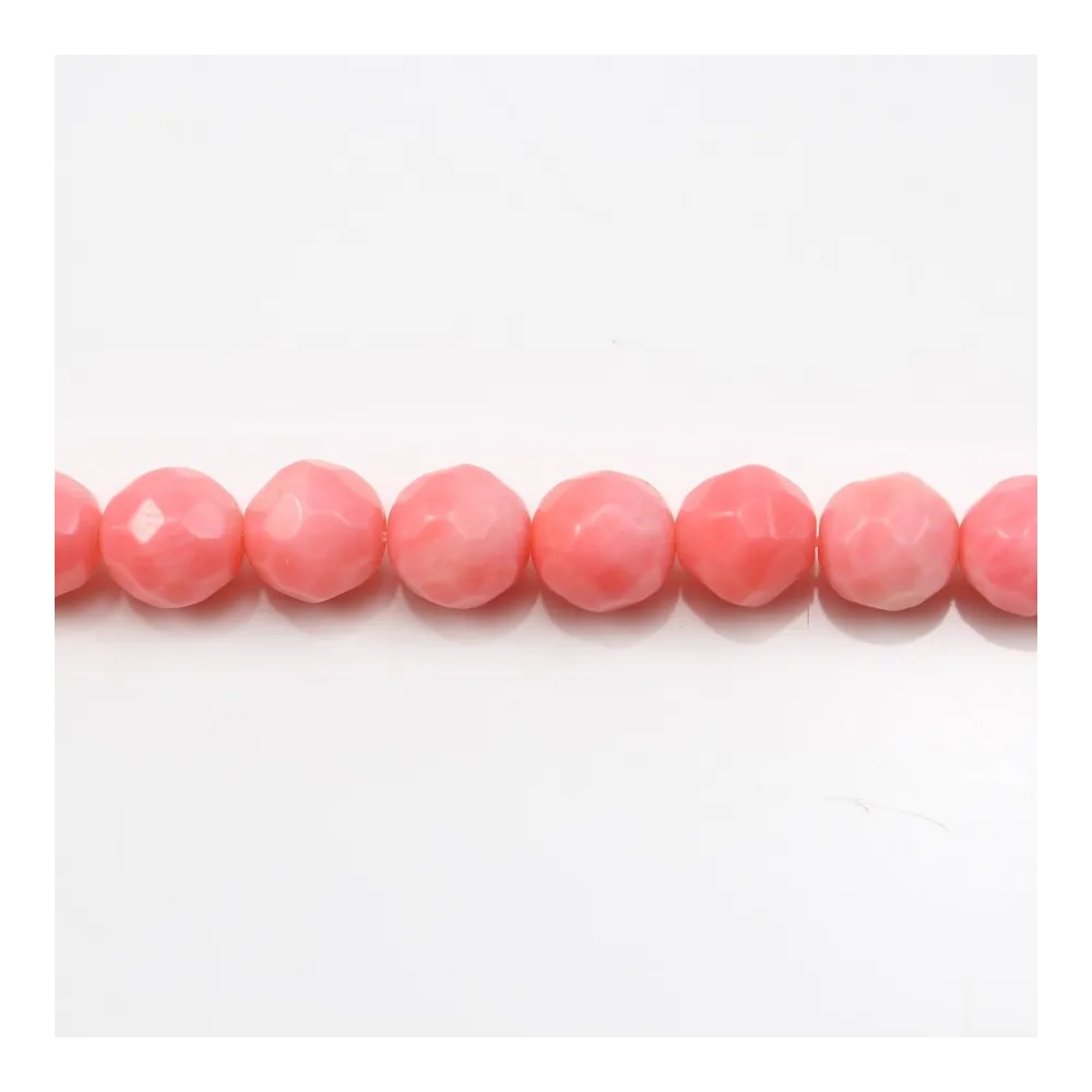 Colored Orange Faceted Round Sea Bamboo 8mm x 40cm 