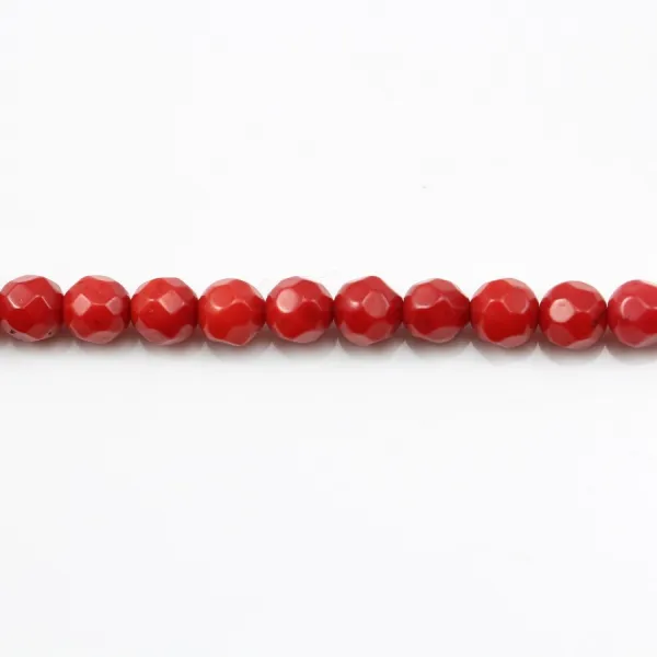 Bambou mer teinte rouge Rond Facette 4mm x 40cm