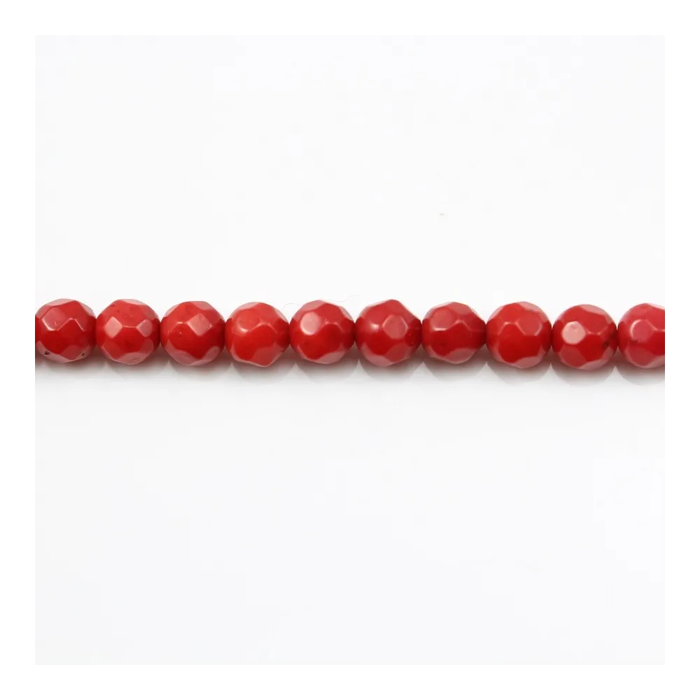 Bambou mer teinte rouge Rond Facette 3mm x 40cm