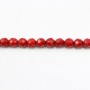 Red colored round faceted sea bamboo 3mm x 40cm 