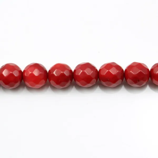 Bambou mer teinte rouge Rond Facette 8mm x 40cm