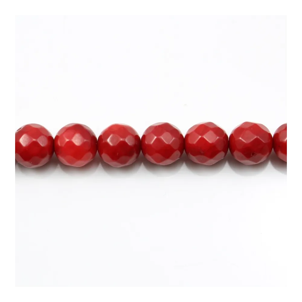 Bambou mer teinte rouge Rond Facette 6mm x 40cm