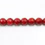 Bambou mer teinte rouge Rond Facette 6mm x 40cm