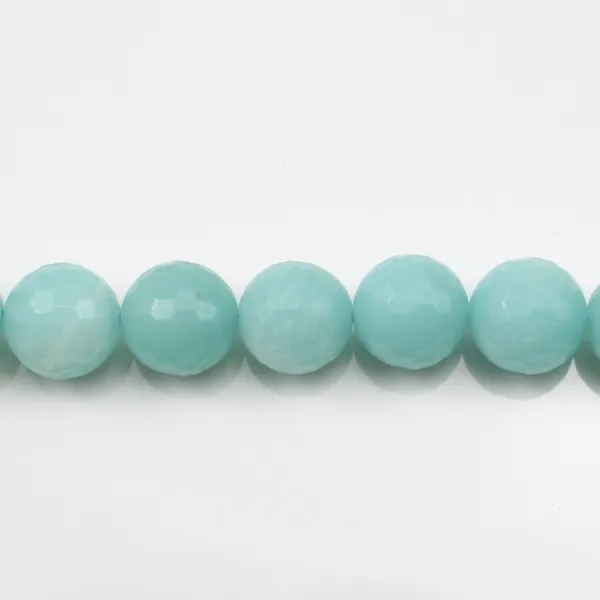 Amazonita, redonda facetada, 14mm x 38cm