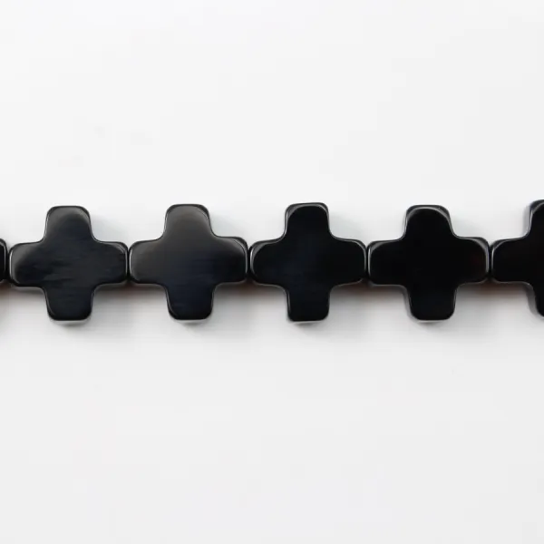 Schwarzer Onyx Kreuz 10mm - Mehrfachperlen