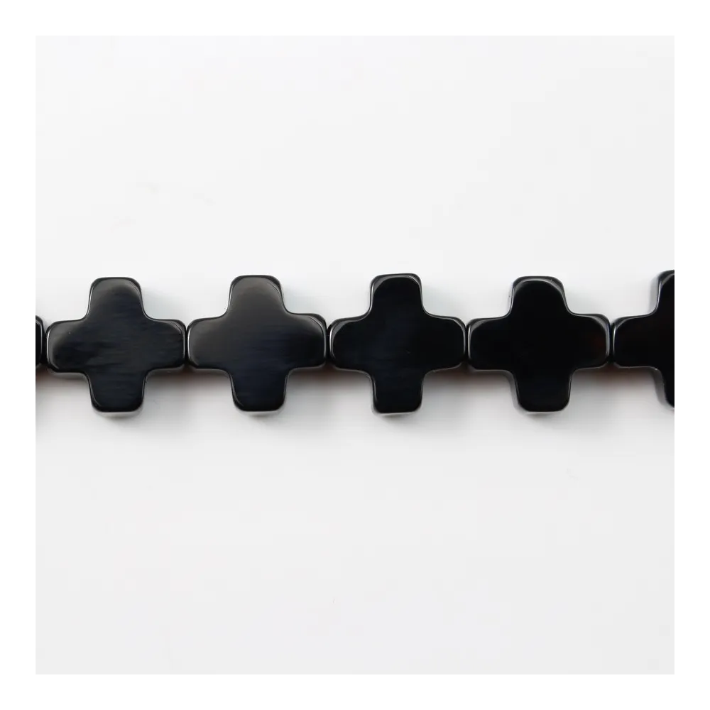 Schwarzer Onyx Kreuz 10mm - Mehrfachperlen