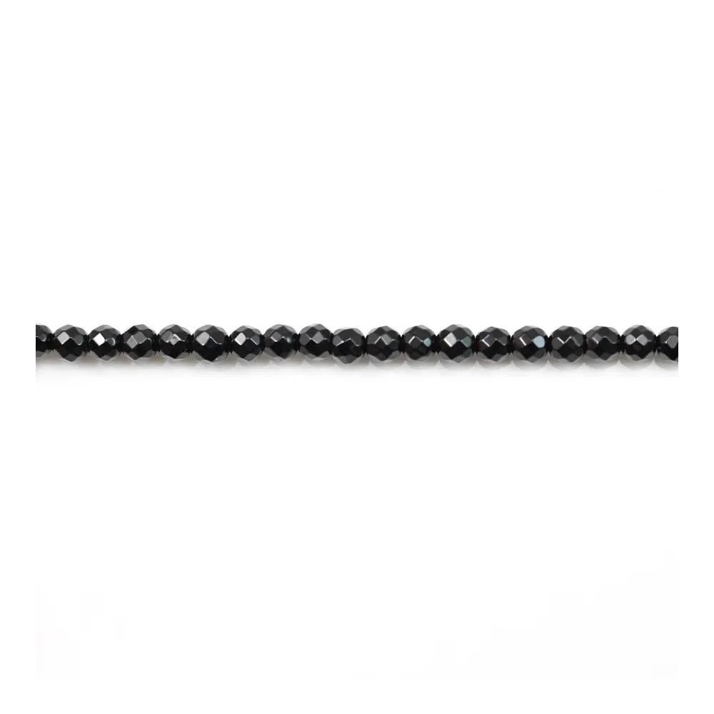 Onyx noir, ronde facette, 3mm x 40cm