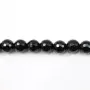 Onyx noir, ronde facette, 8mm x 40cm