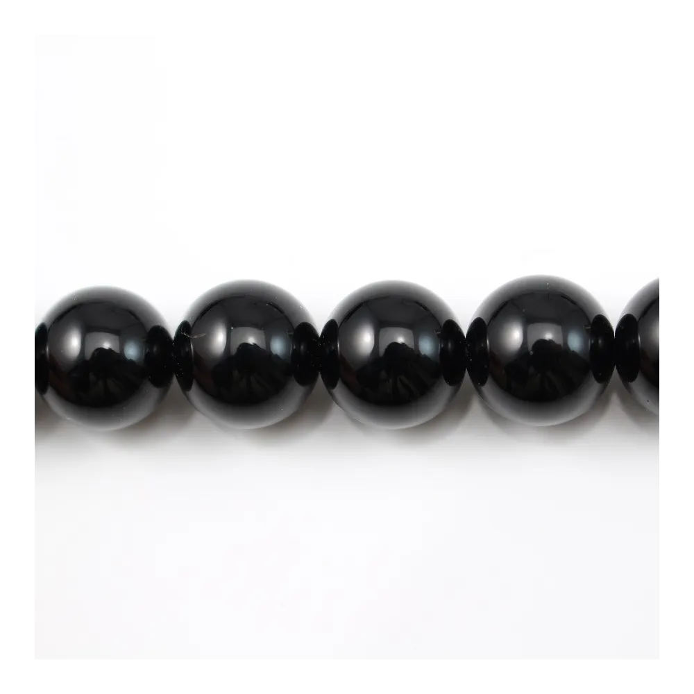Agate Noire Ronde 14mm x 40cm