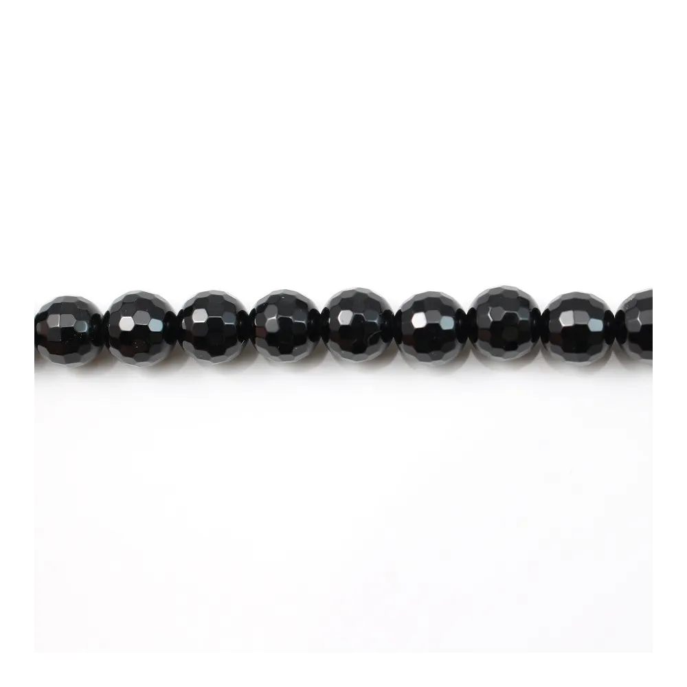 Agate Noire Ronde Facette 6mm