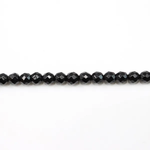 Ônix, redondo facetado, 4 mm x 39 cm