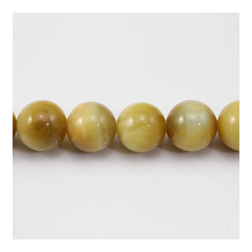 Oeil de Tigre Jaune Or  Ronde 10mm x 40cm