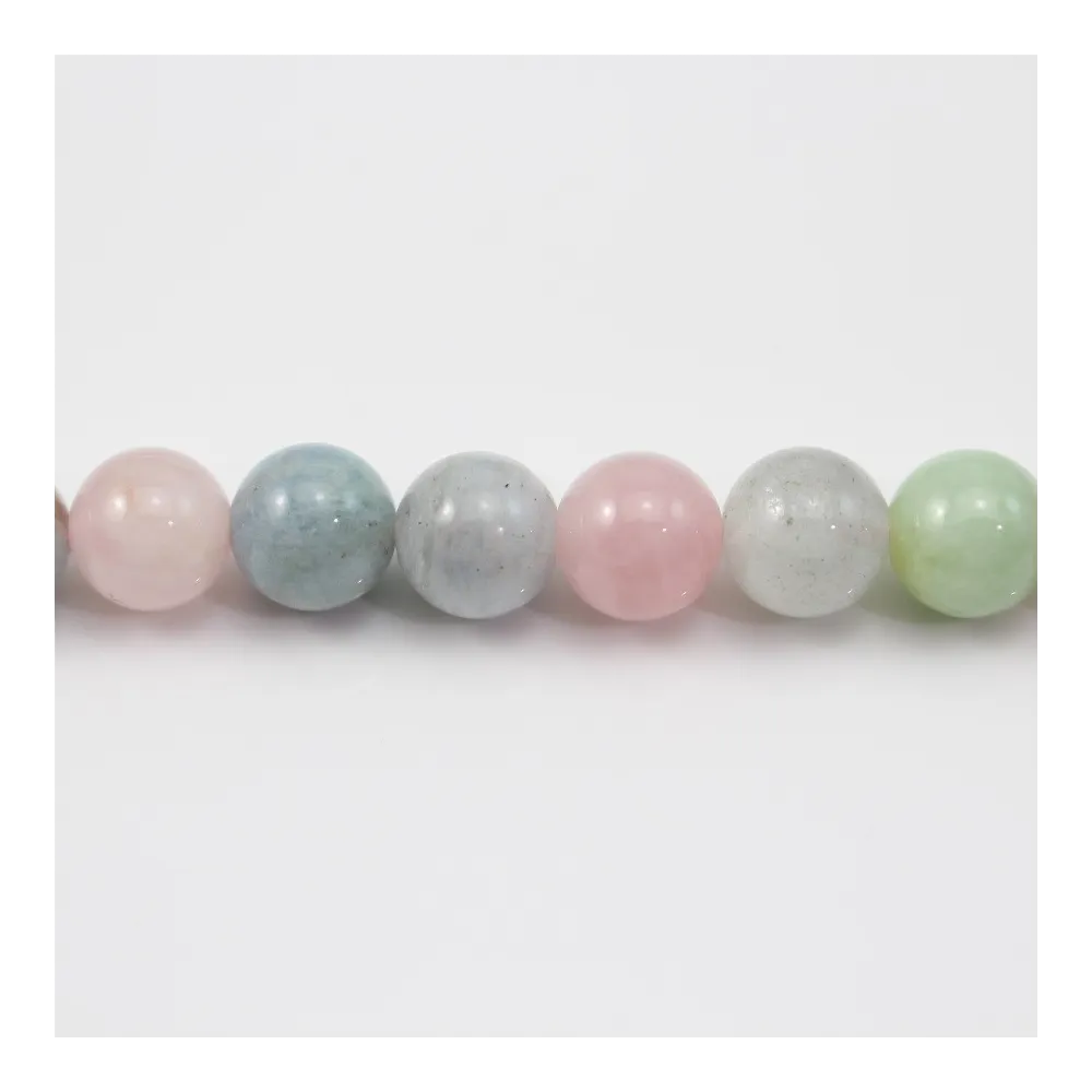 Morganite et aigue marine ronde mélangé 8mm x 40cm