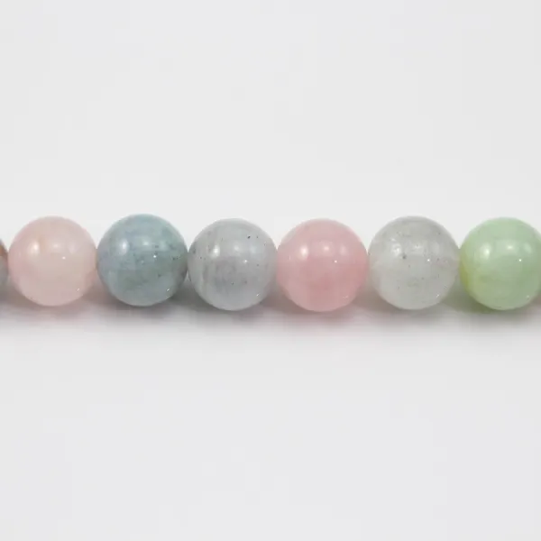 Mixed morganite and aquamarine round beads 10mm 0x 40cm